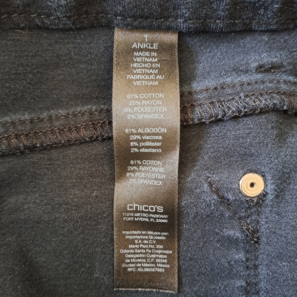 Chico's So Slimming Girlfriend Jeans Women's 8/10 Chicos Size 1 Black Denim Pant - Picture 6 of 14
